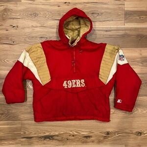 Vintage San Francisco 49ers Starter 1/4 Zip Puffer Pullover Jacket XL